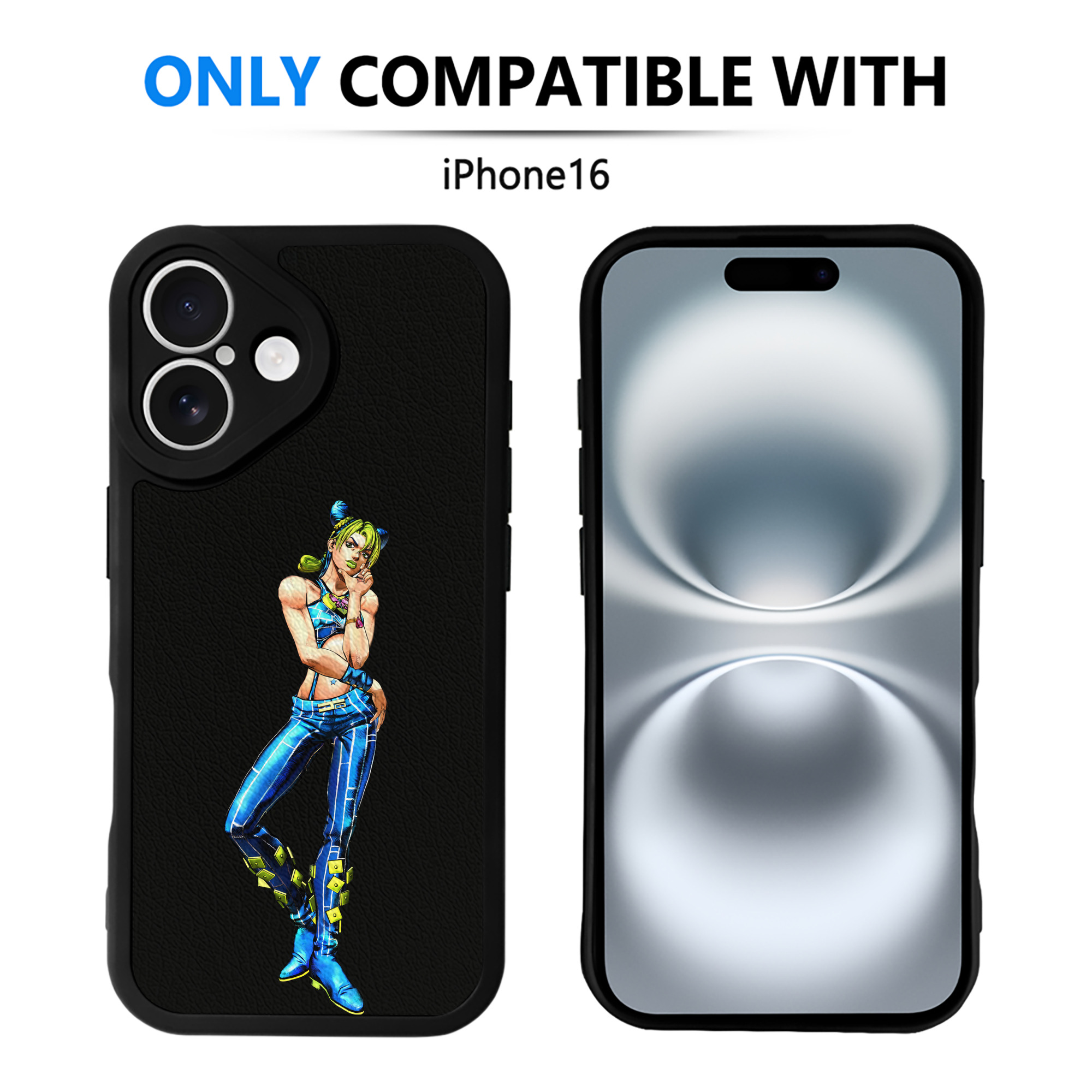 （画像用） "ジョジョの奇妙な冒険 くうじょう ジョリーン JoJo's Bizarre Adventure Jolyne Cujoh " 【iPhone 16シリーズ対応】シリコンスマホケース（レザー調） 材質：シリコン